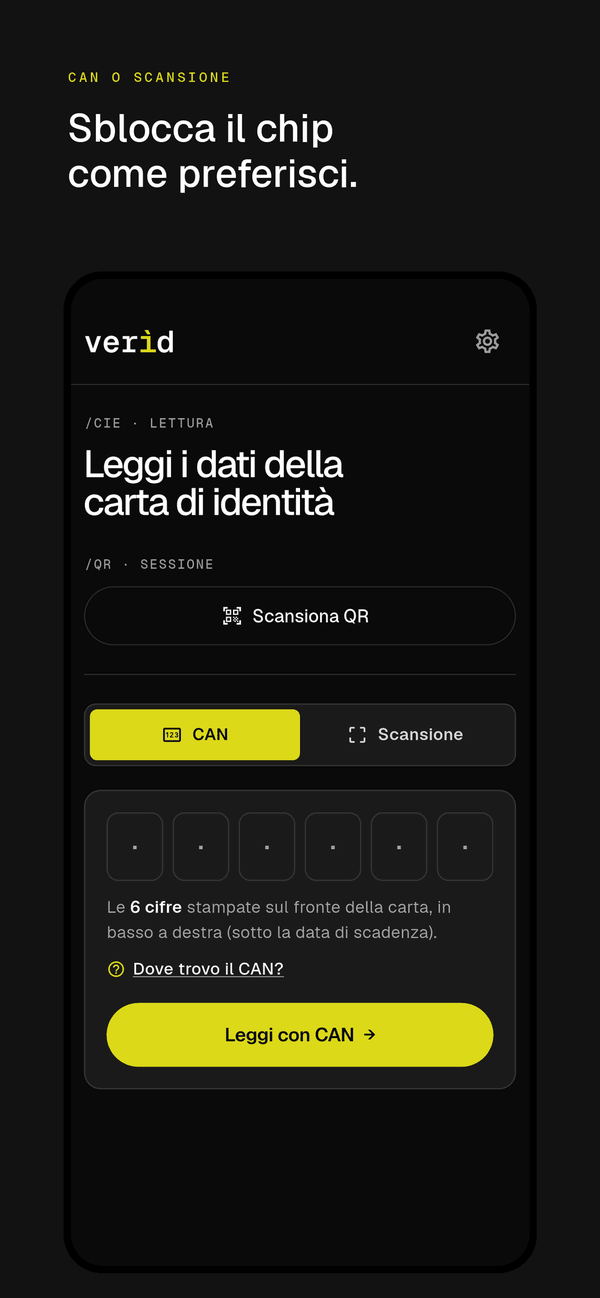 Schermata inserimento CAN