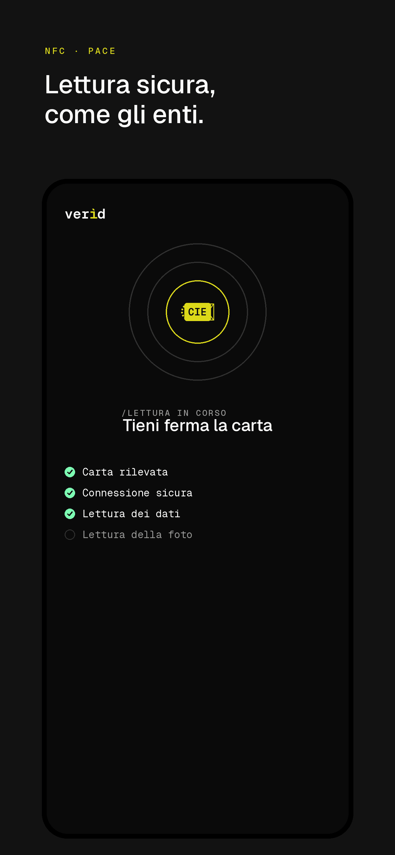 Lettura NFC in corso